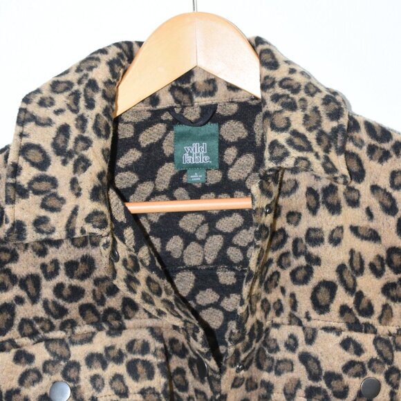Wild Fable Leopard Print Button-Up Sherpa Jacket - Women's Size Large (L) - Picture 3 of 3